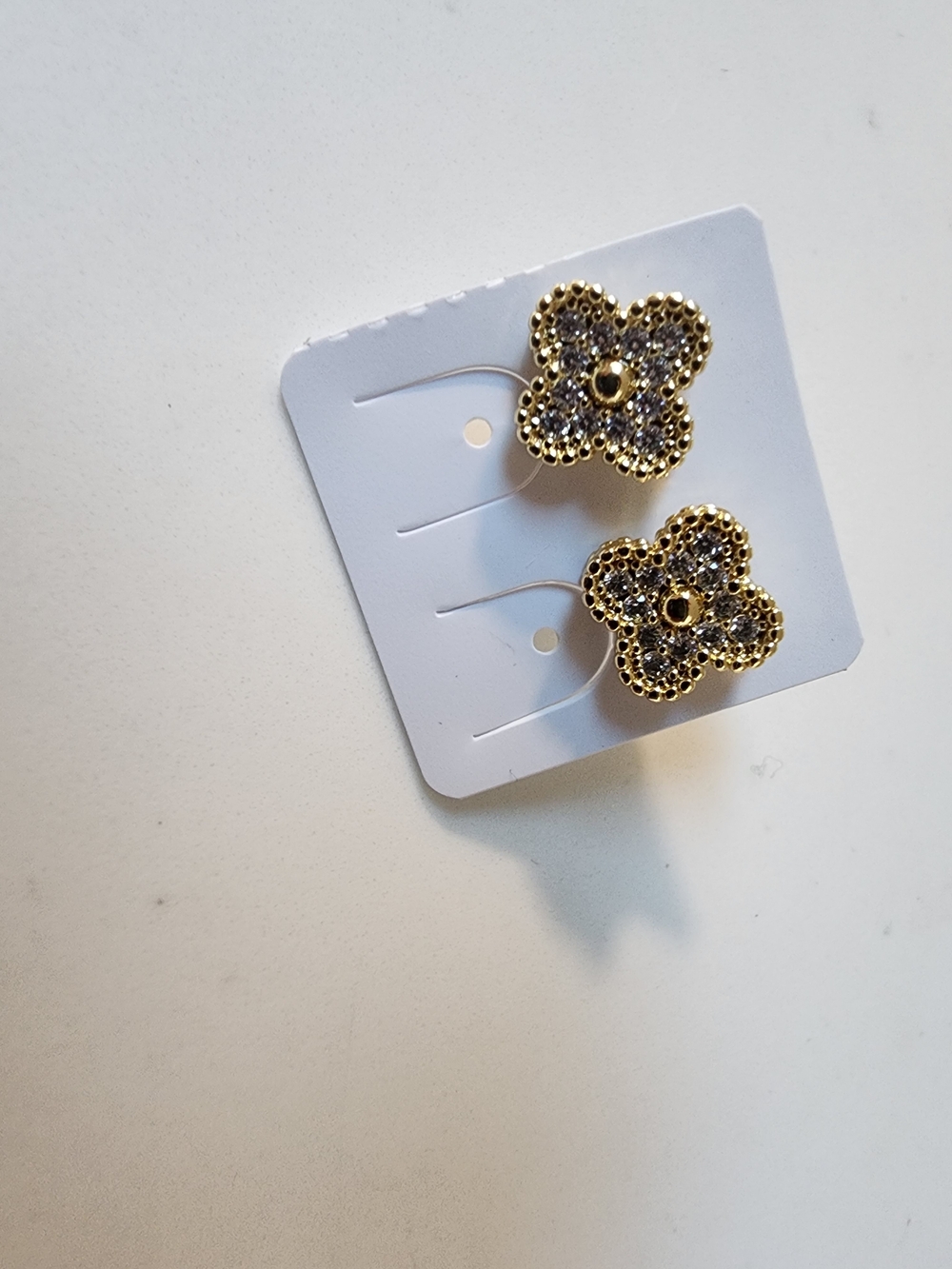 14k Plated 5 micron Floral Crystal Drop Earrings - Women Jewelry